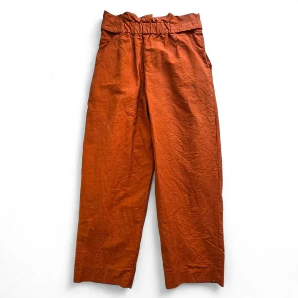 Zara Woman High-Waisted Pleated Rust Orange Tapered Pants Size S - Picture 2 of 8